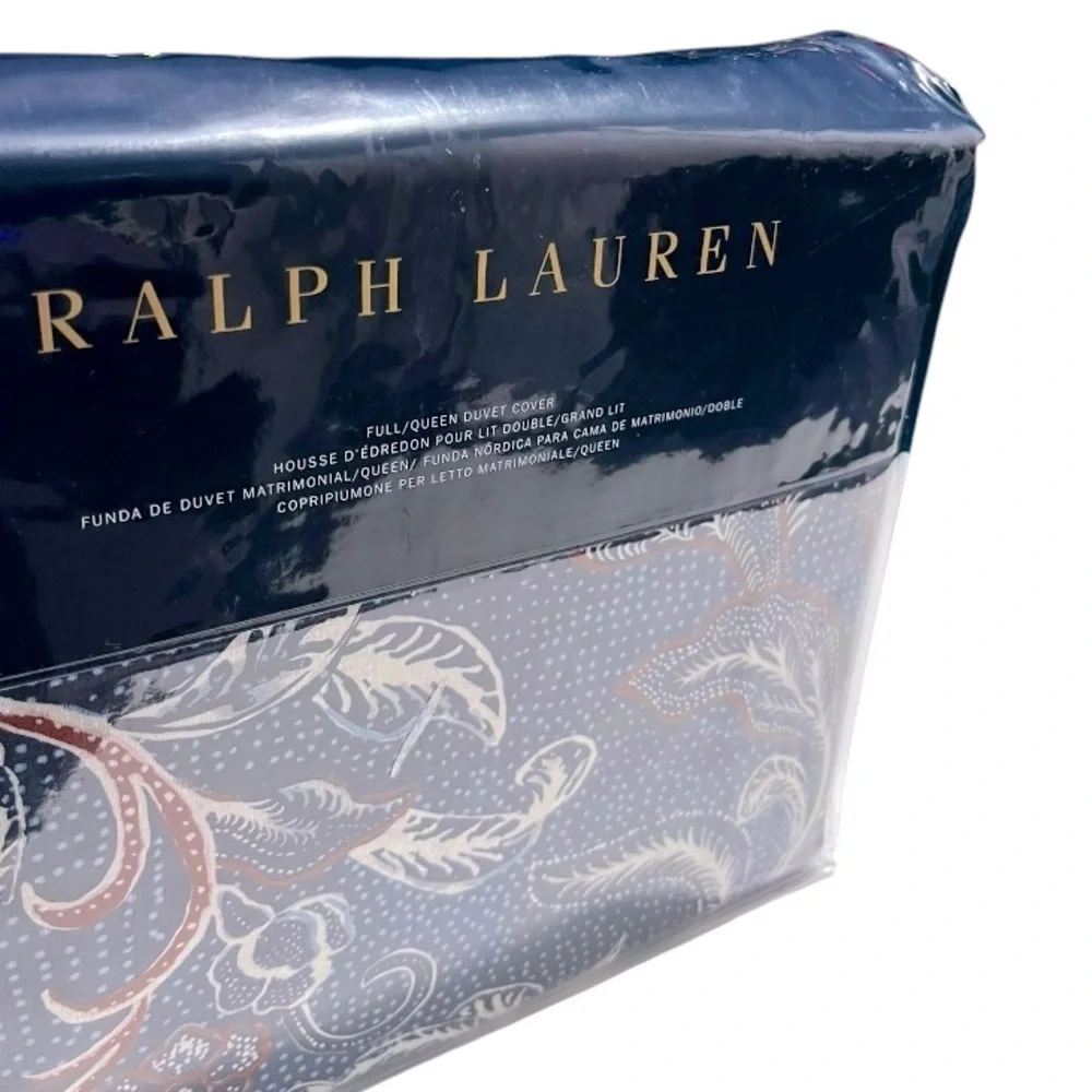 NEW Ralph Lauren Blue and White Paisley Duvet Cover Luxurious Bedding $375